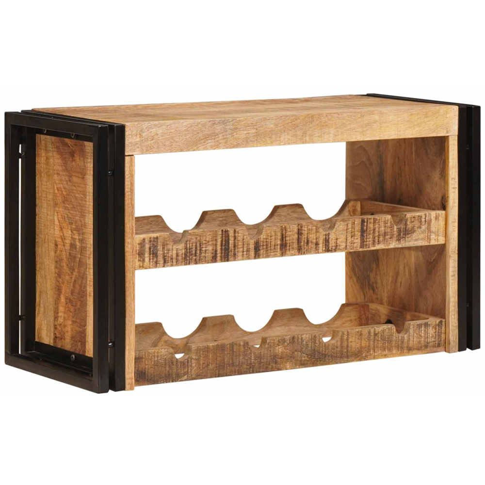vidaXL 8 Bottle Brown Solid Rough Mango Wood Wall Mounted Wine Rack Image 3