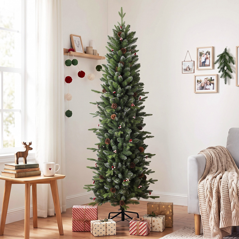 HOMCOM Green Slim Gracious Pine Artificial Christmas Tree with 688 Branch Tips Image 7