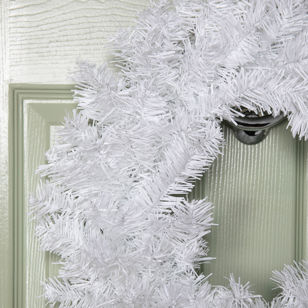 Samuel Alexander Plain White Wreath with PVC Branches 50cm Image 4