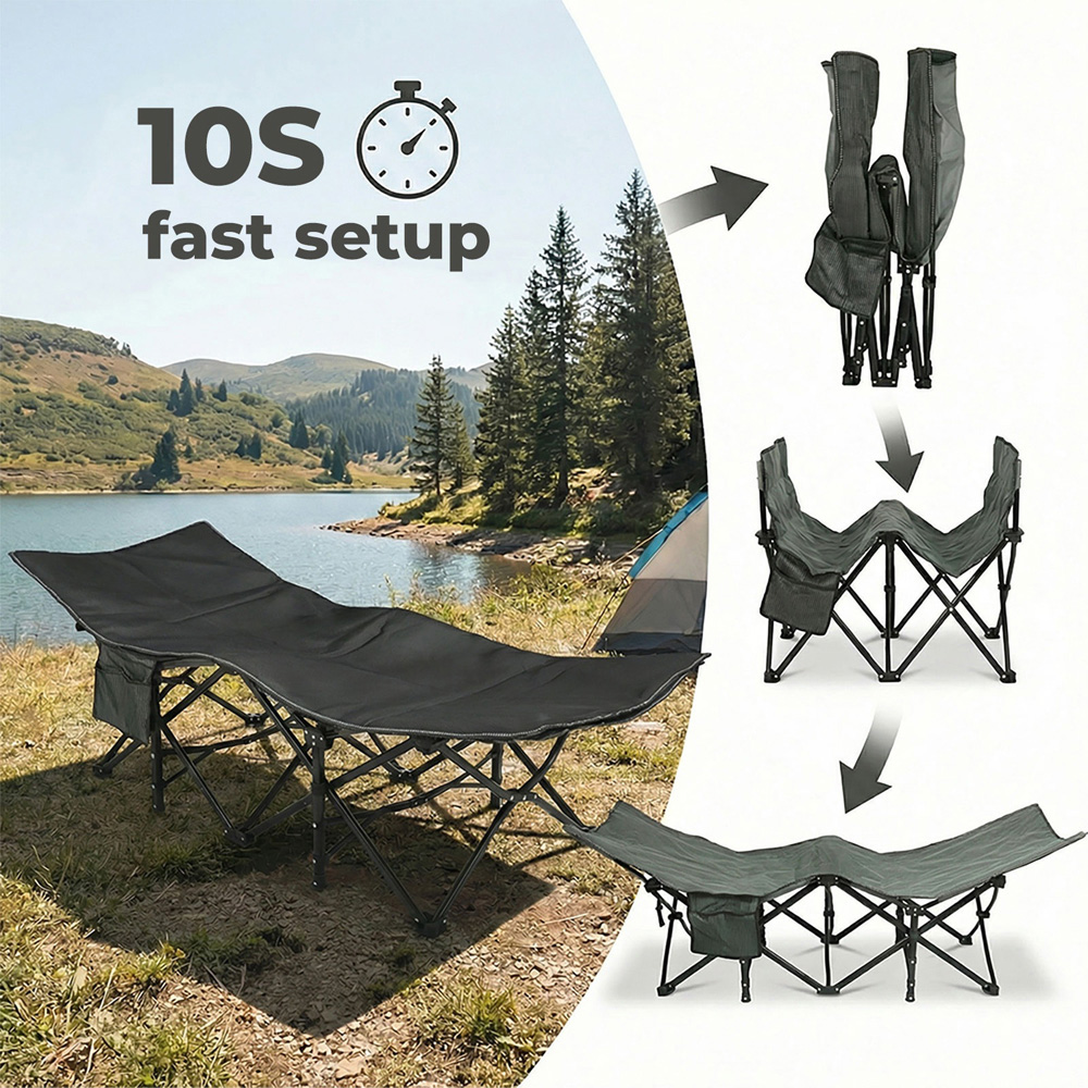 Levede Double Heavy Duty Foldable Camping Bed with Mattress Image 6