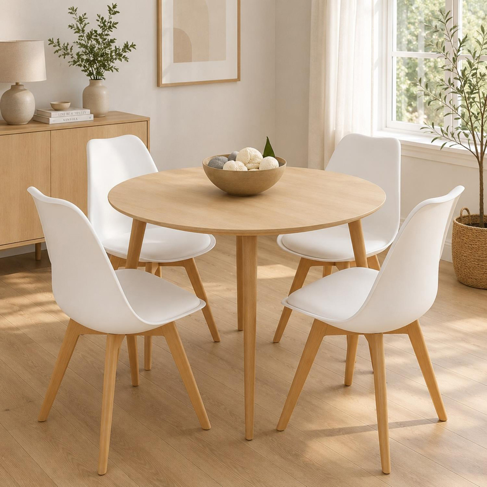 Kosy Koala 4 Seater Round Dining Set White Image 3