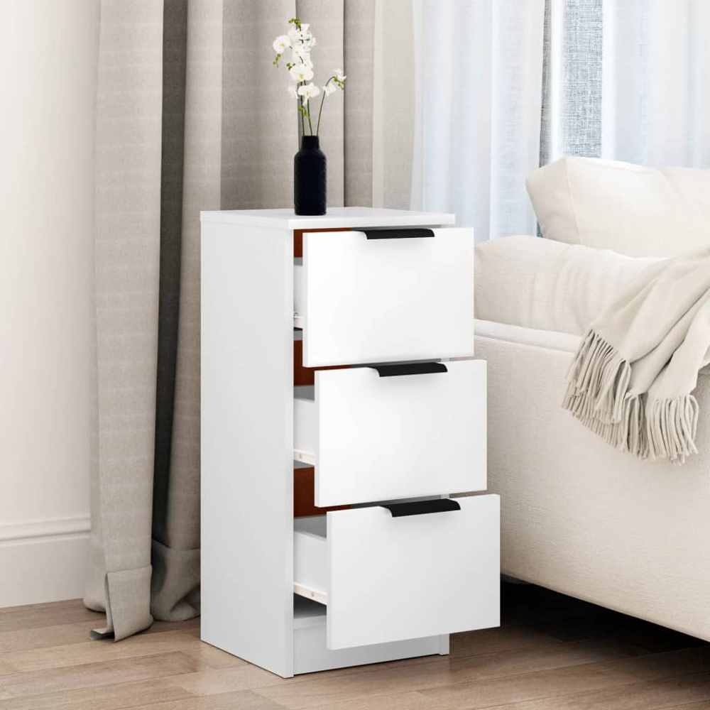 vidaXL 3 Drawer White Sideboard Image 8