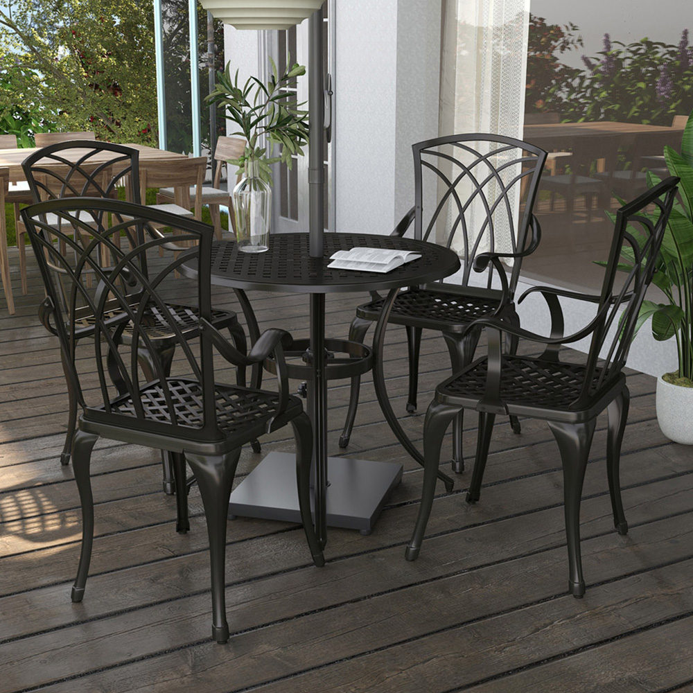 Outsunny 4 Seater Garden Dining Set Brown Image