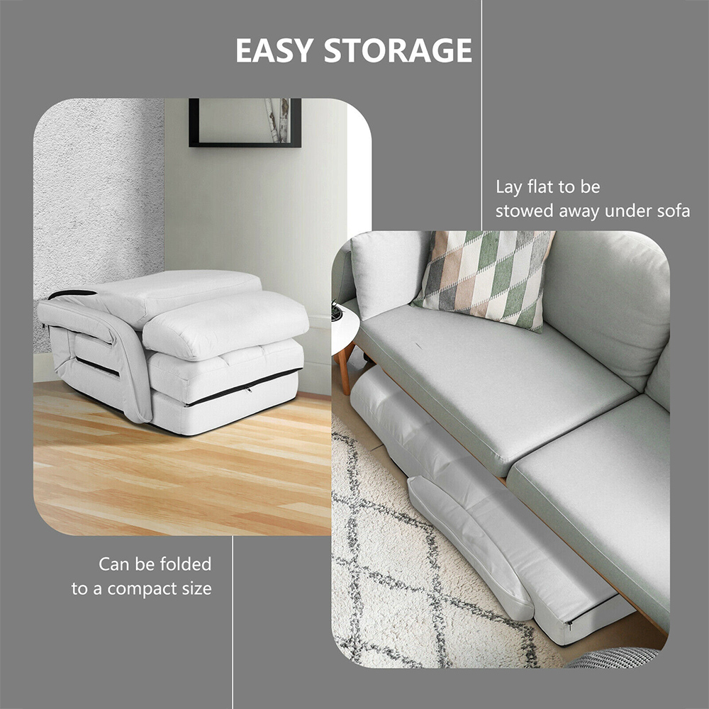 Costway White Adjustable Folding Floor Lazy Chair with Pillow Image 7
