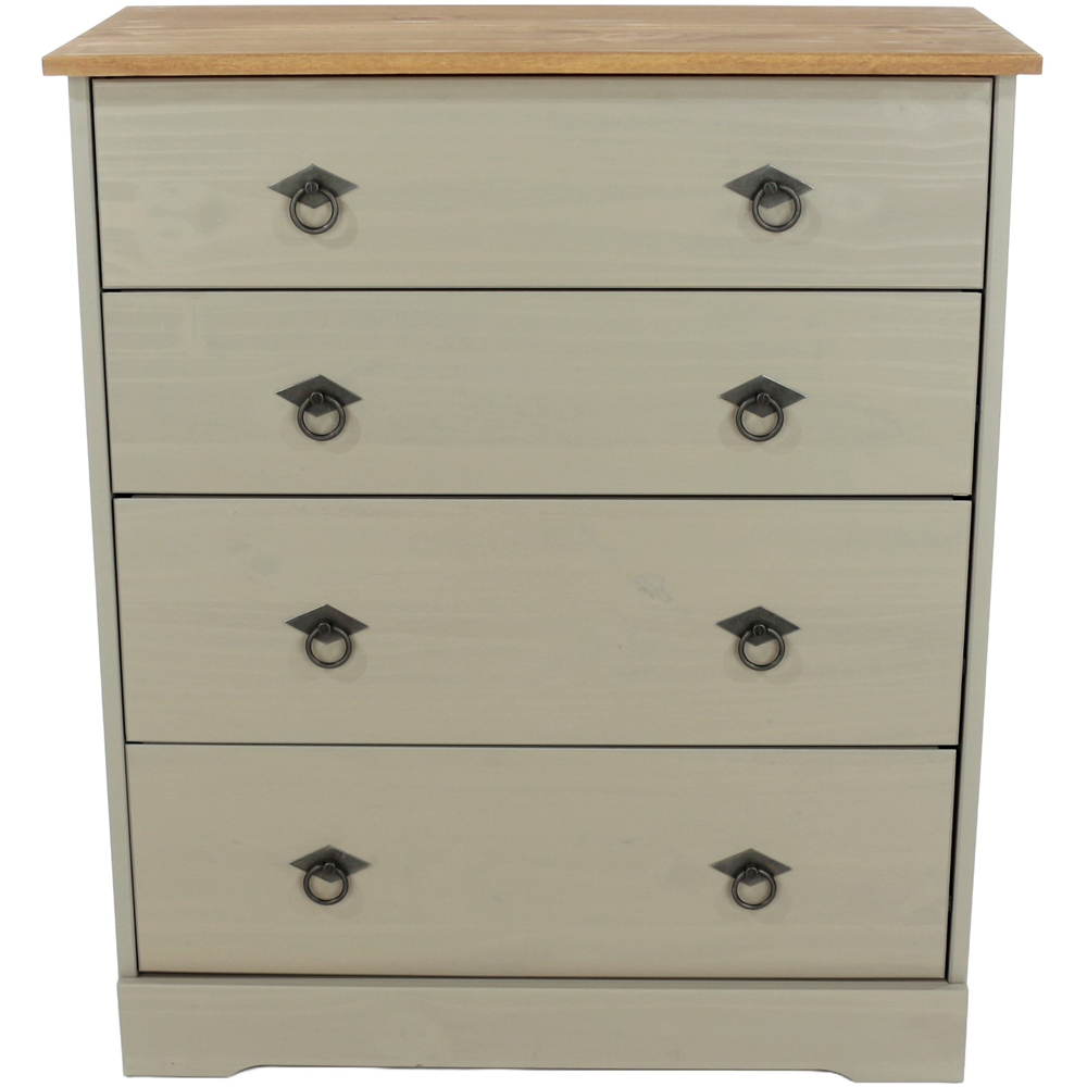 Core Products Corona Classic 4 Drawer Grey Pine Wood Chest of Drawers Image 3