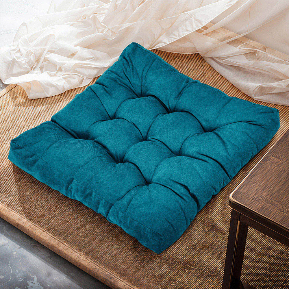 Living and Home Blue Soft Corduroy Chair Cushion 55 x 55cm Image 2