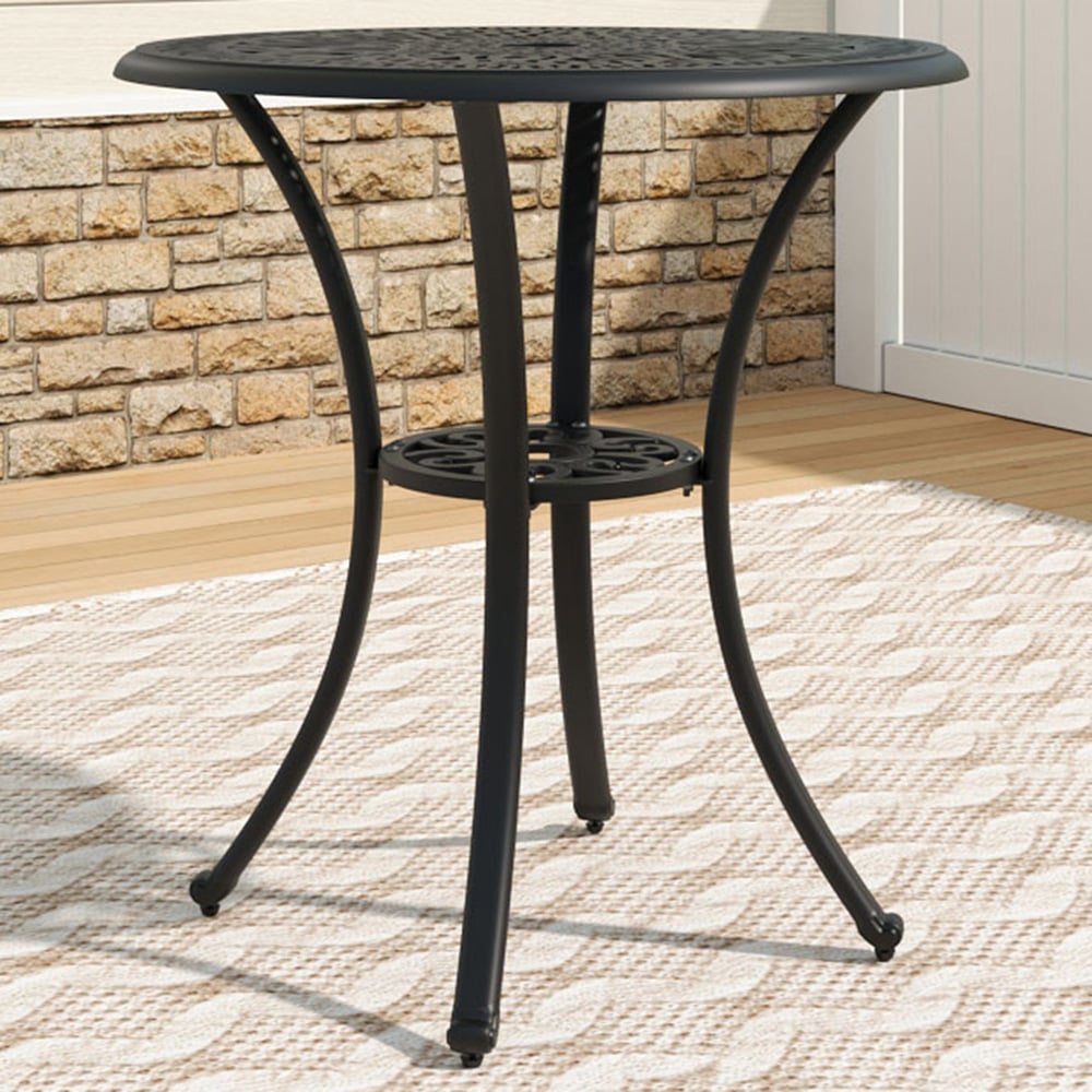Living and Home Cast Aluminium Patio Bistro Table with Parasol Hole Image 1