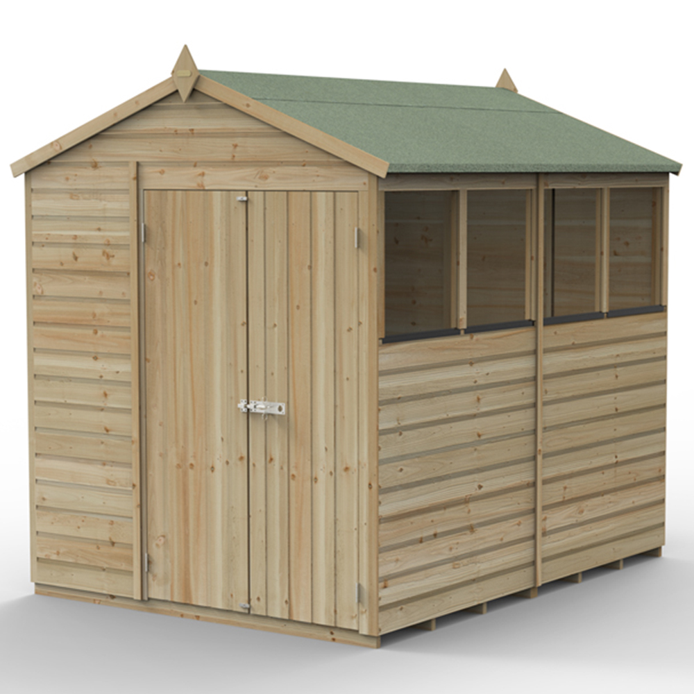 Forest Garden 6 x4ft Beckwood Double Door 4 Window Apex Shed Image 3