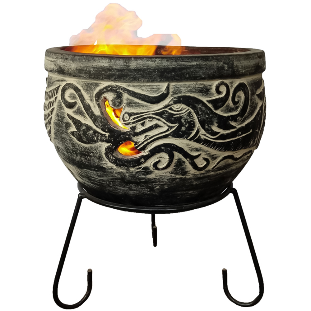 Gardeco WYND The Dragon Celtic Theme Charcoal Fire Pit with Stand Image 3