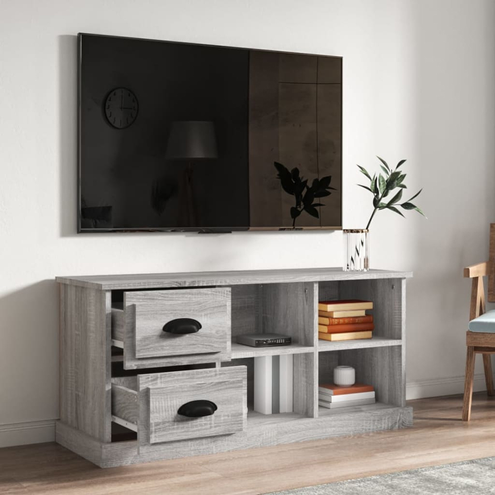 vidaXL 2 Drawer 4 Shelf Grey Sonoma TV Cabinet Image 9