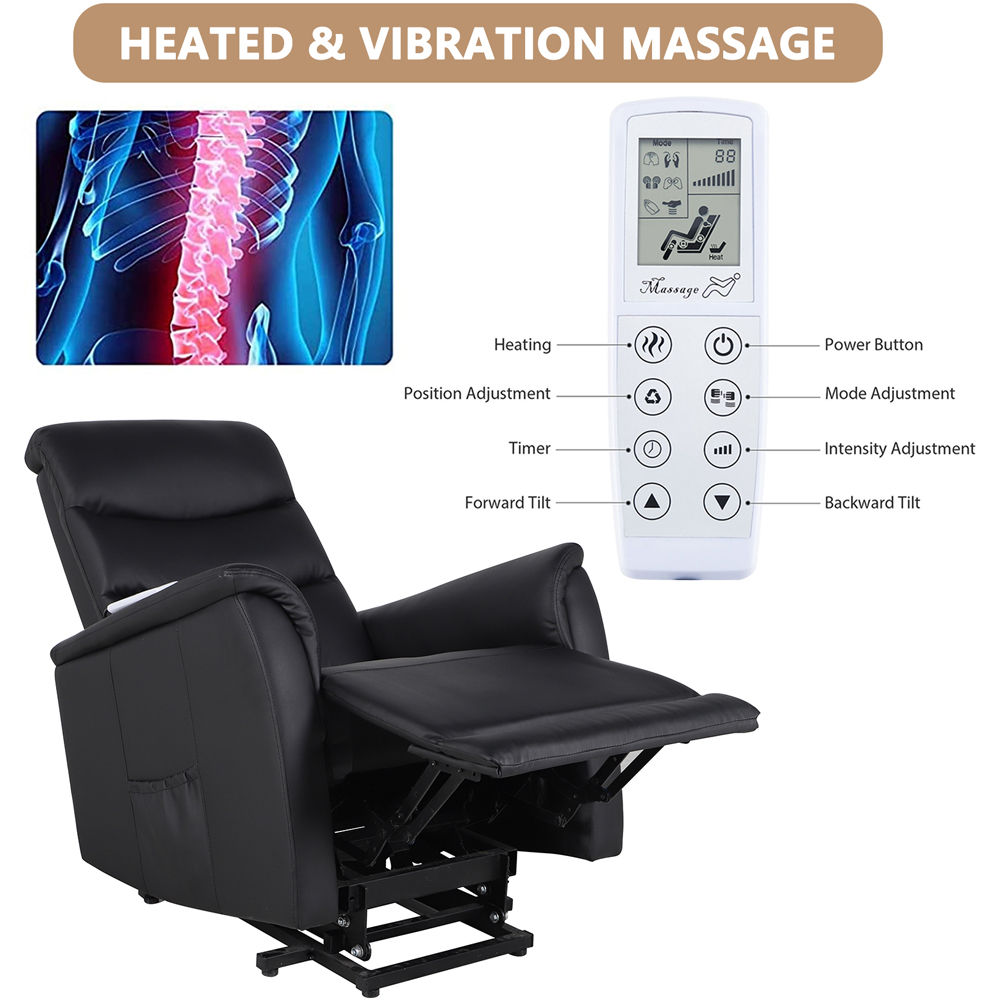 Furniture One PU Leather Power Massage Lift Recliner Chair with Heat Vibration Image 5