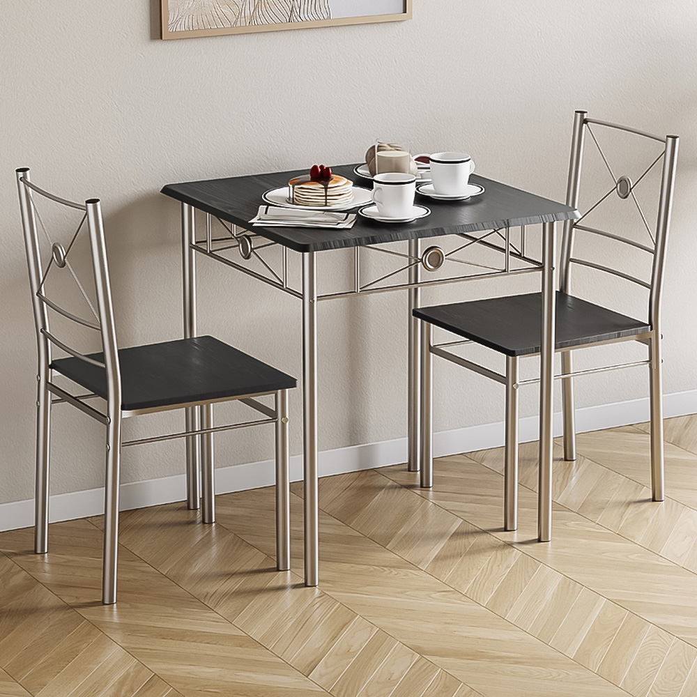 VIDA DESIGNS Roslyn 2 Seater Square Dining Set Black Image 1