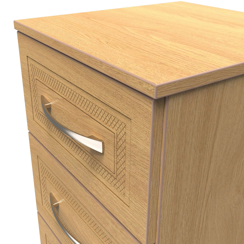 Crowndale Dorset 3 Drawer Modern Oak Bedside Table with Wireless Charging Ready Assembled Image 4