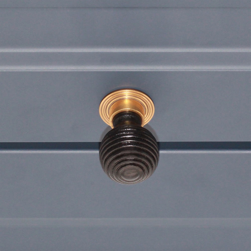 Spira Brass Ebonised Preston Aged Brass Cupboard Knob 38mm Image 2