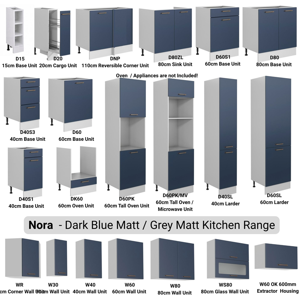 Impact Furniture Nora Single Door Dark Navy Freestanding Kitchen Corner Base Cabinet Unit 1000mm Image 4