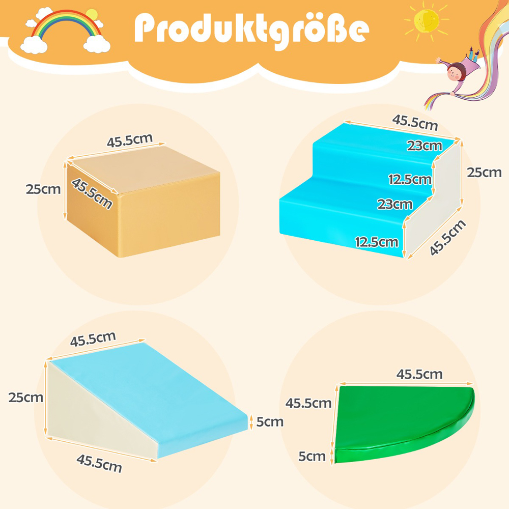 Costway Blue Toddler Climb and Crawl Foam Play Set 4 Piece Image 7