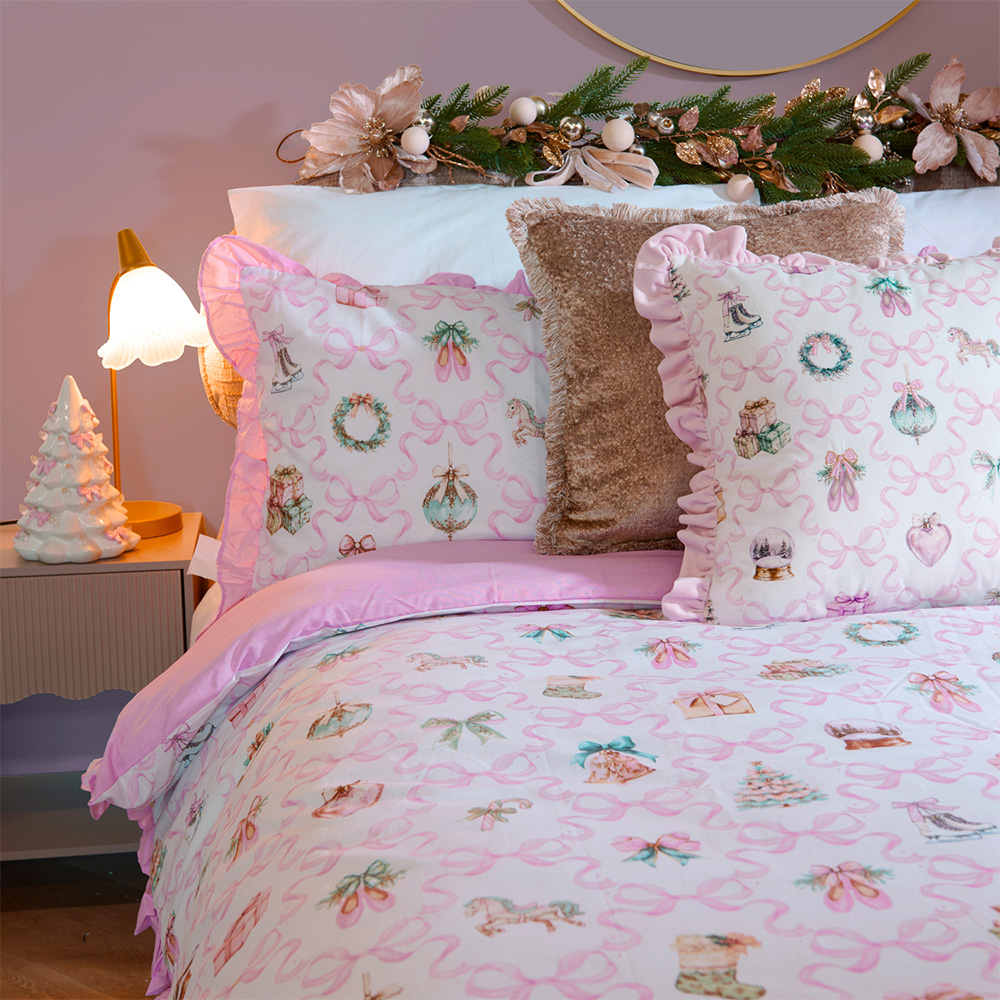 Christmas Charm Duvet Set Pink Double Image 3