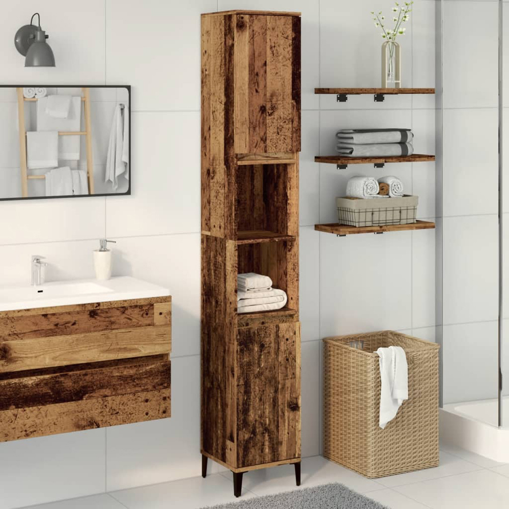 vidaXL 2 Door 2 Shelf Old Wood Bathroom Cabinet Image 1
