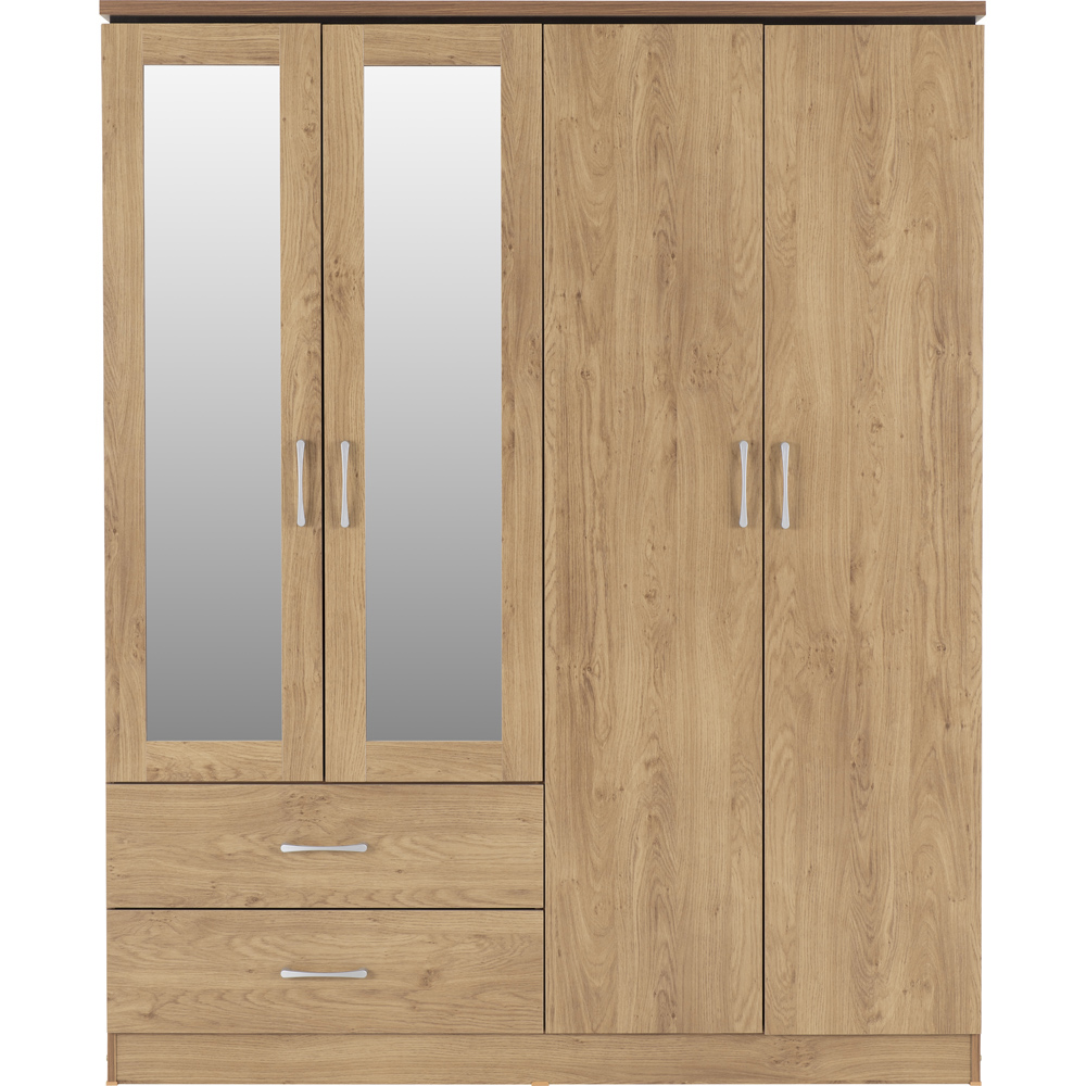 Seconique Charles 4 Door 2 Drawer Oak Effect Veneer Wardrobe Image 3