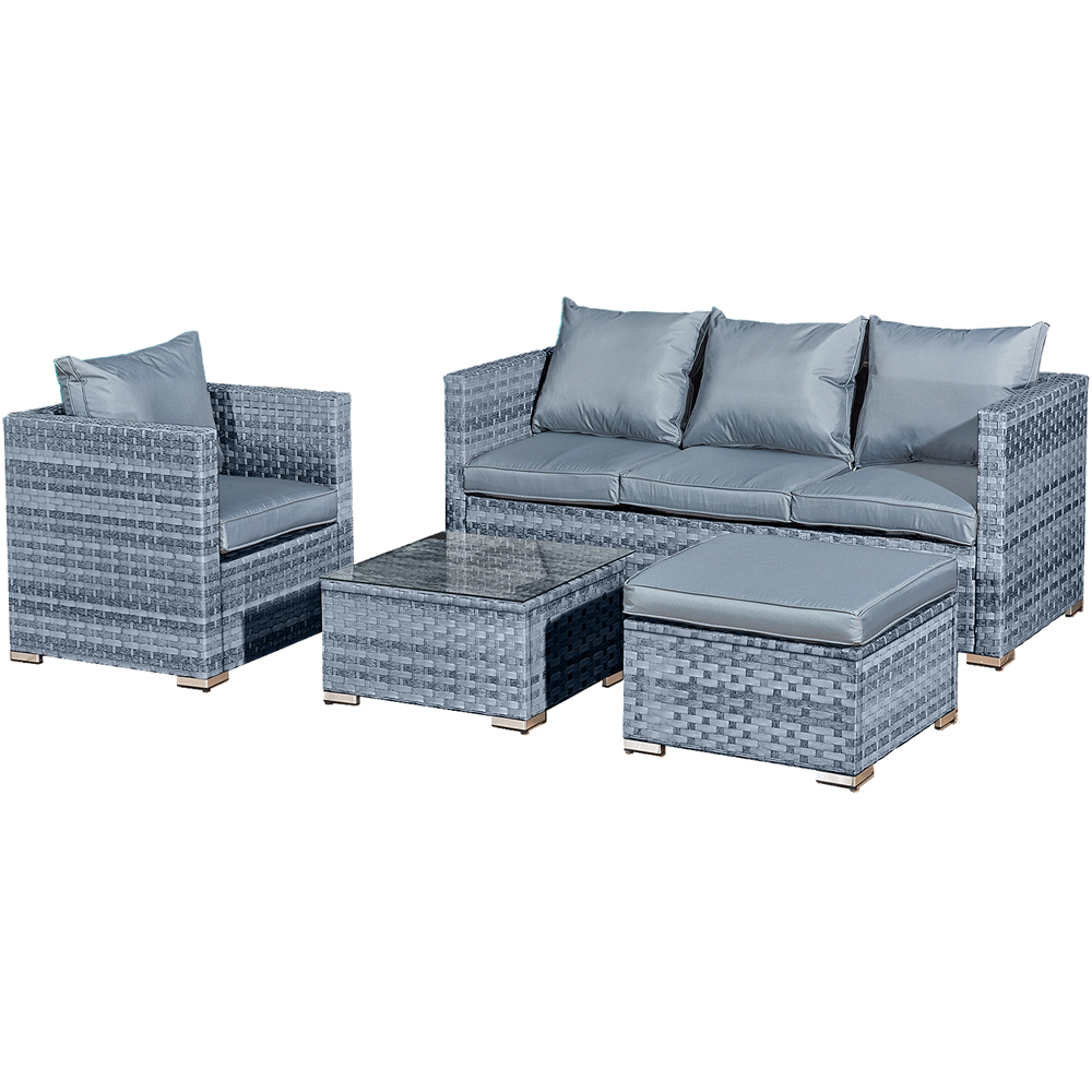 Oseasons Acorn 5 Seater Ocean Grey and Grey Cushion Rattan Lounge Sofa Set Image 2