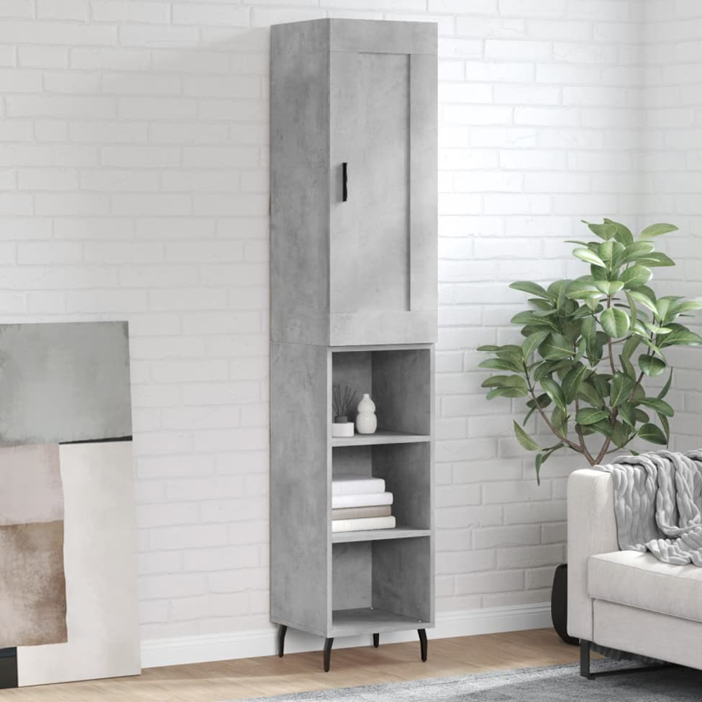 vidaXL Single Door 3 Shelf Highboard with Metal Legs Image 1