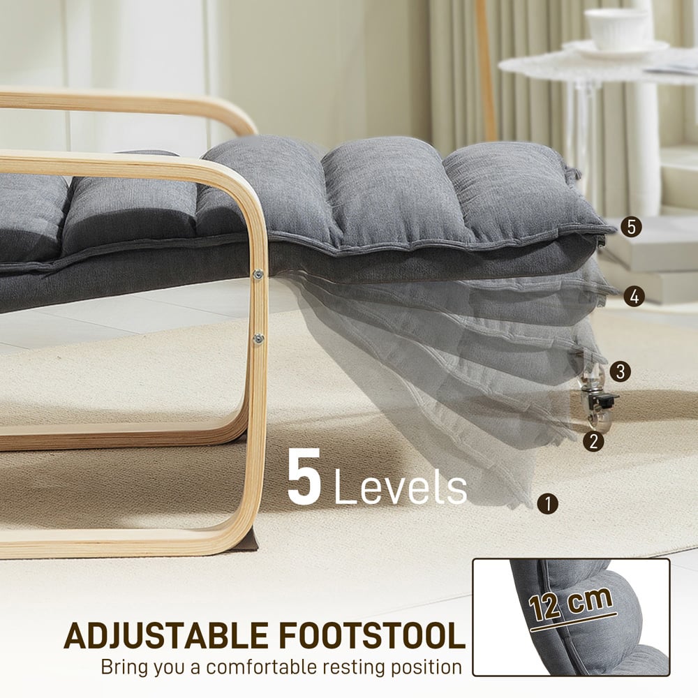 Portland Dark Grey Birch Wood Lounge Chair Image 6