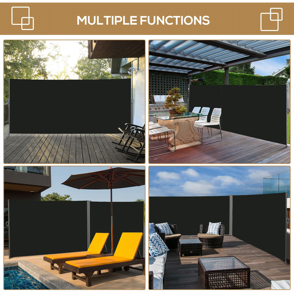 Outsunny Black Retractable Side Awning Screen Fence Image 8