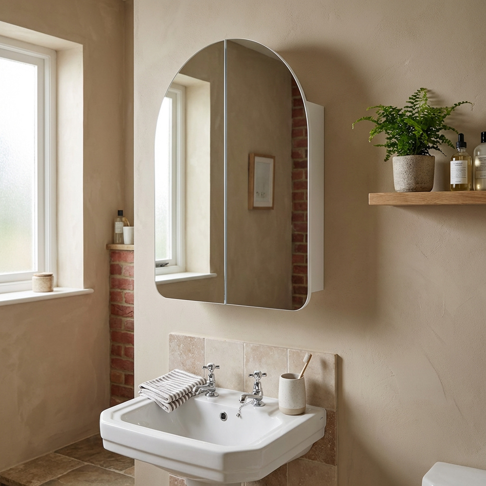 Mayfair Arch Mirror Cabinet White Image 2