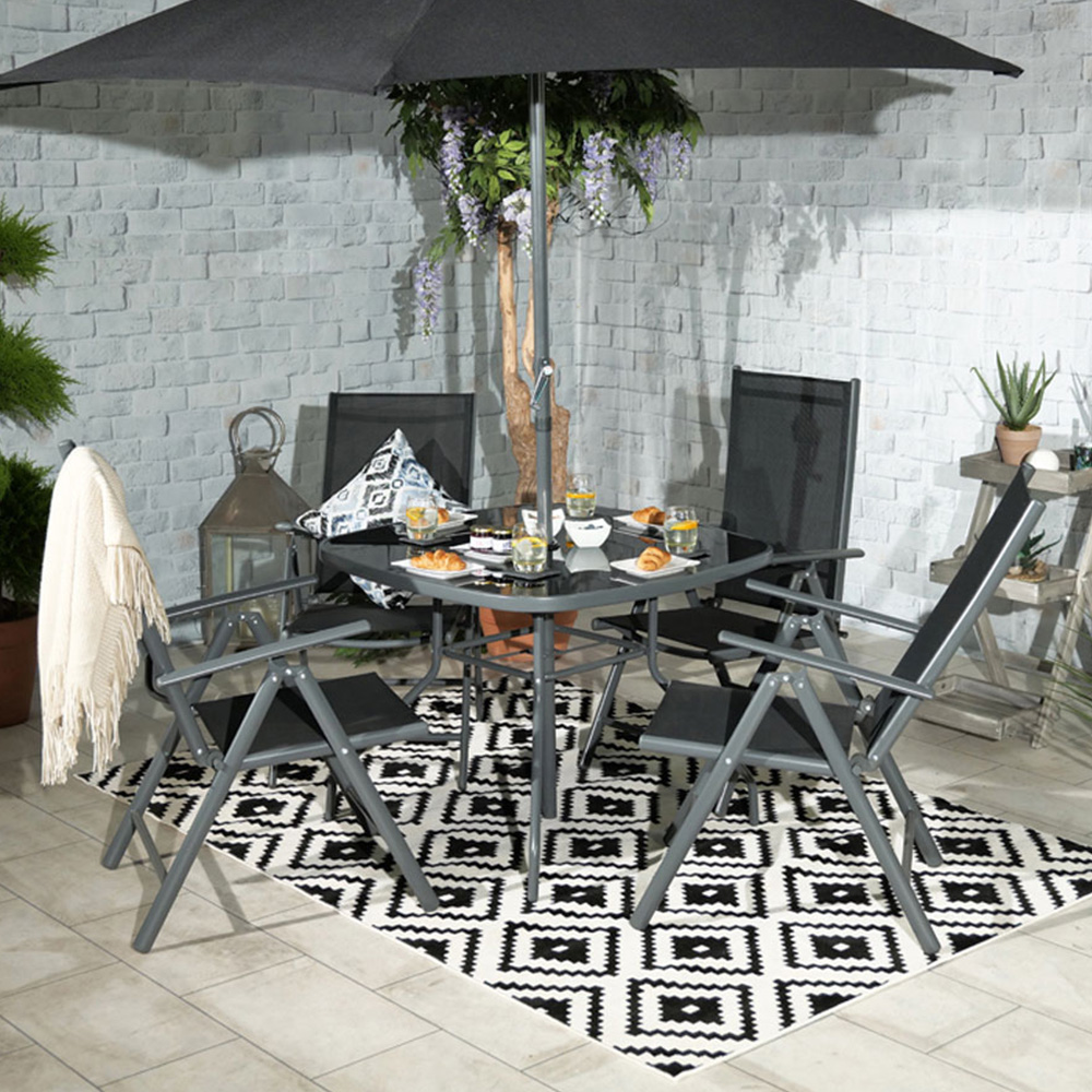 Royalcraft Rio 4 Seater Recliner Dining Set Black Image 1