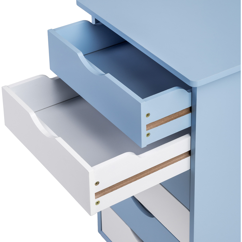 tectake 6 Drawer Blue Wooden Chest of Drawers with Wheels Image 5