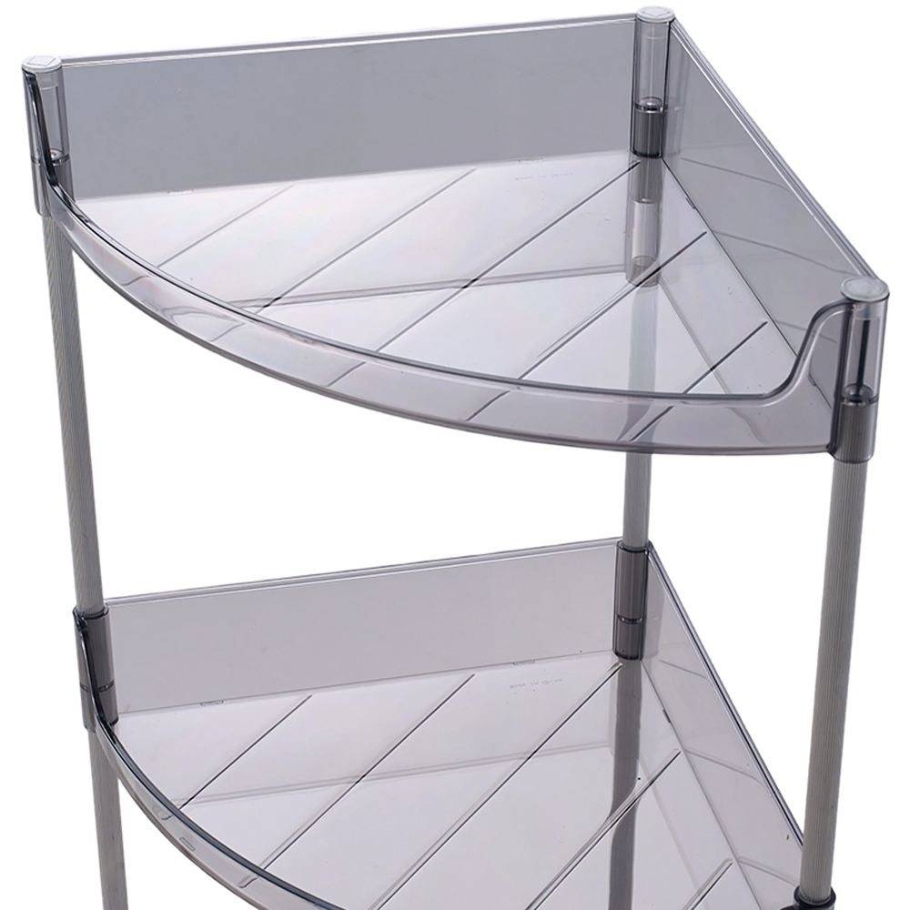 Living and Home 4-Tier Translucent Grey Corner Storage Shelf with Castors Image 4
