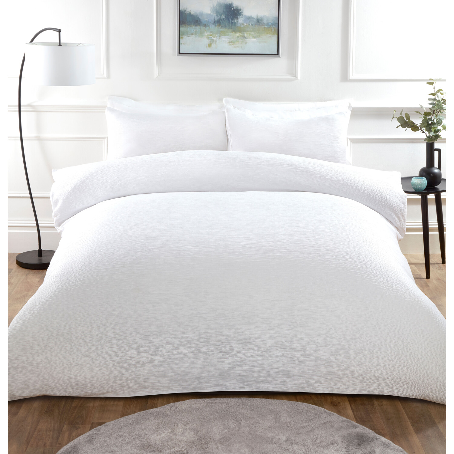 My Home Milan King Size White Textured Duvet Cover Set Image 1