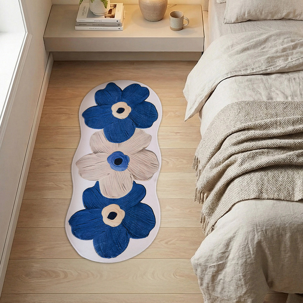 Living and Home Blue Irregular Floral Non-Slip Runner Rug 100 x 40cm Image 7