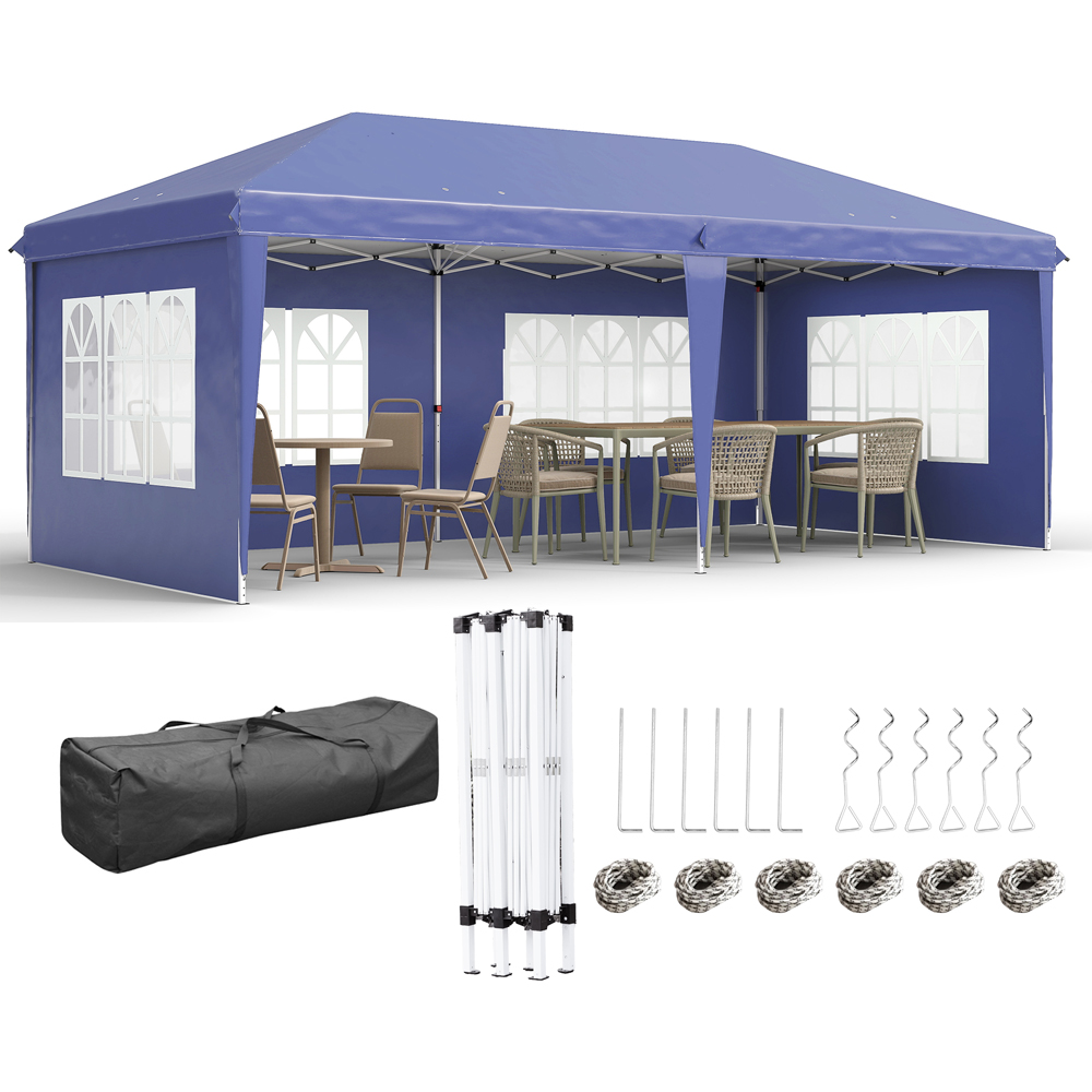 Outsunny 3 x 6m Blue Heavy Duty Gazebo Party Tent with Bag Image 2