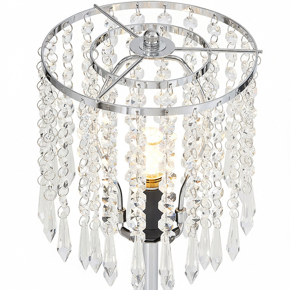 Living and Home E27 Screw Silver Crystal Beaded Shade Table Lamp 45cm Image 3