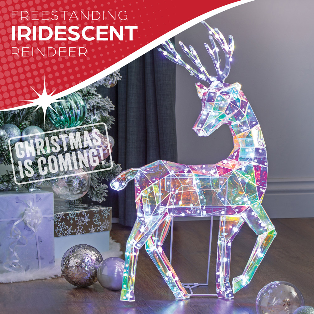 The Christmas Workshop 100 Cool White LED Iridescent Reindeer Decoration 2ft Image 4