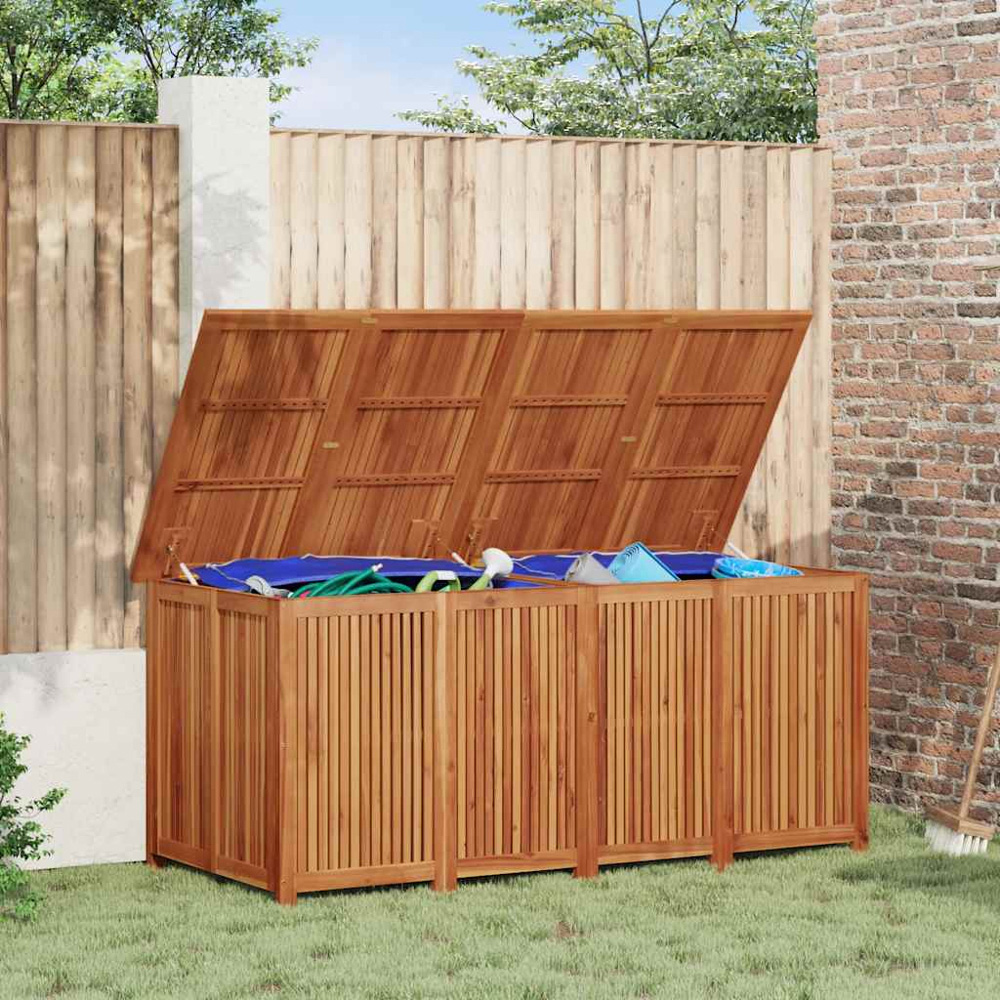 vidaXL 75 x 175 x 80cm Brown Acacia Wood Garden Storage Box Image 2