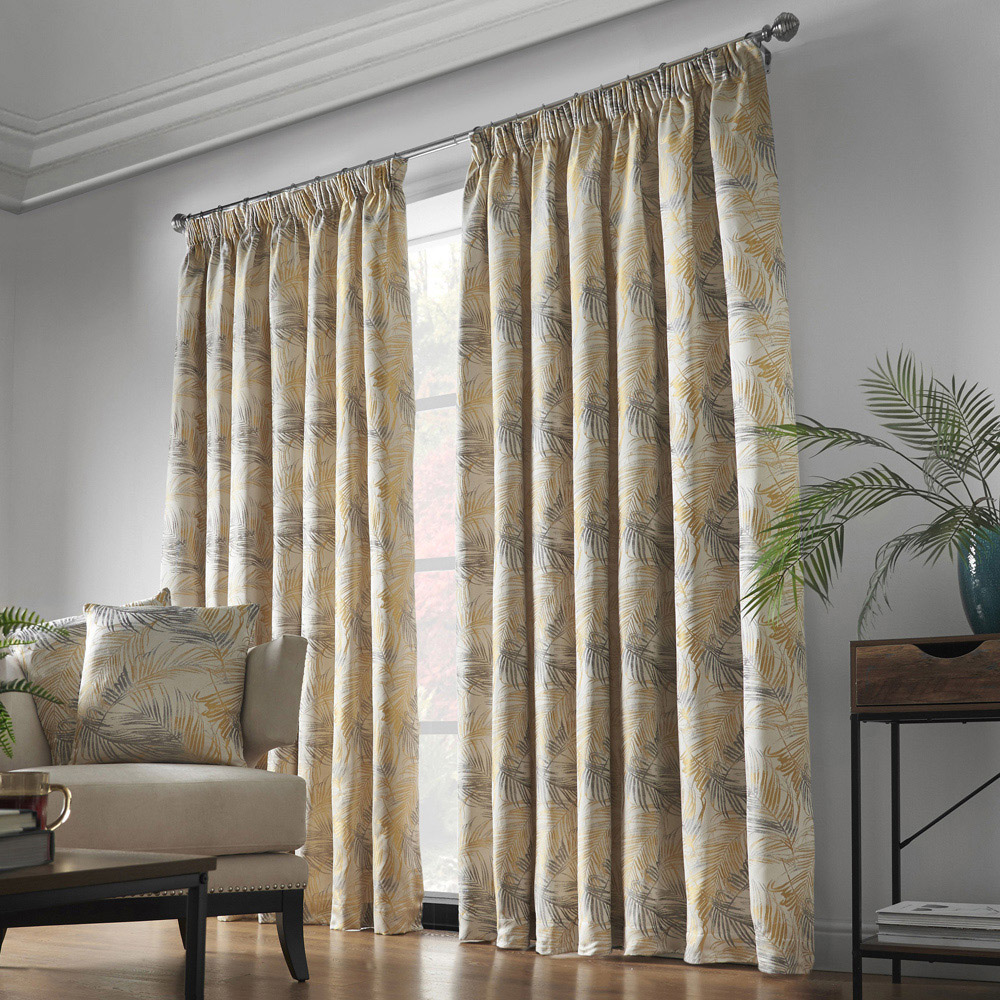 Alan Symonds Fiji Ochre Pencil Pleated Curtains 117 x 228cm Image 2
