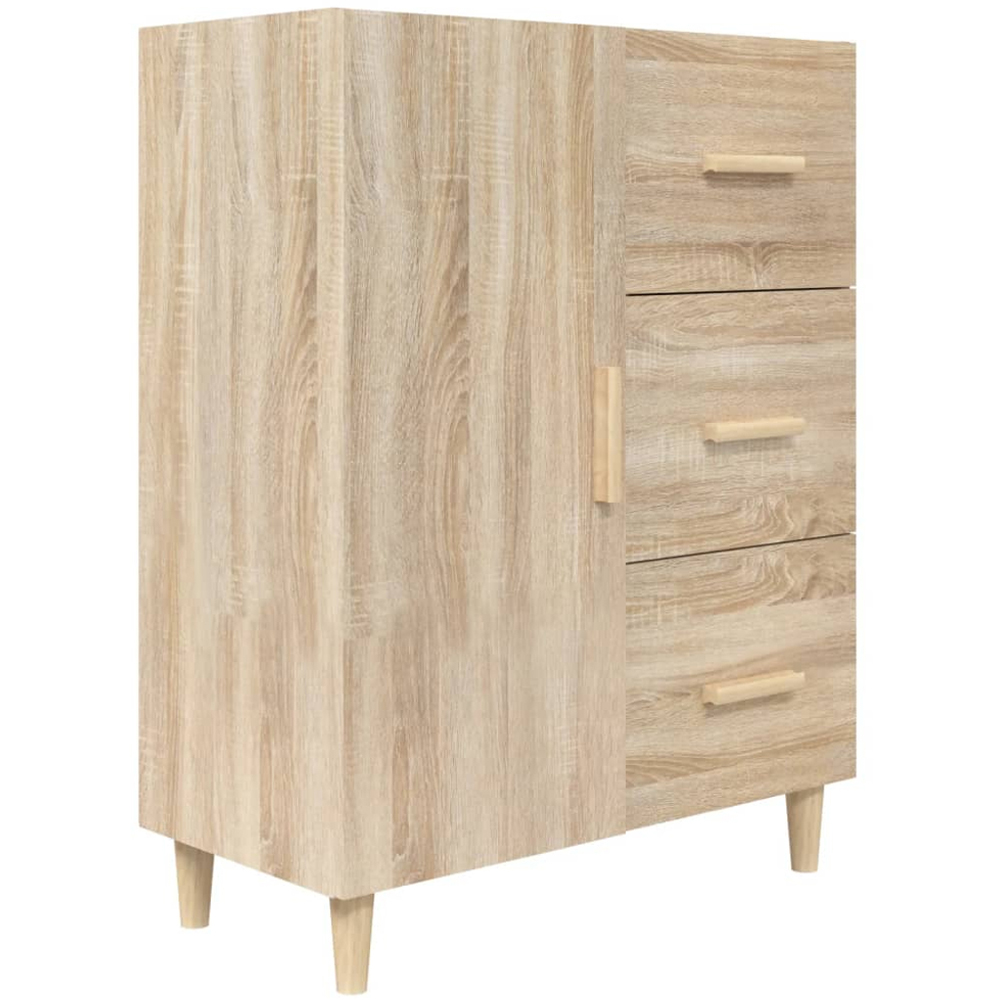 vidaXL Single Door 3 Drawer Sonoma Oak Sideboard with Wooden Legs Image 2