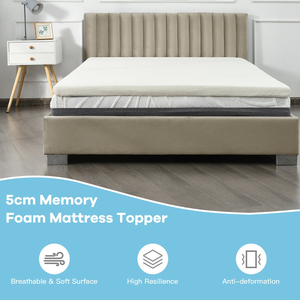 Costway Size 3 Memory Foam Mattress Topper with Washable Cover Image 5