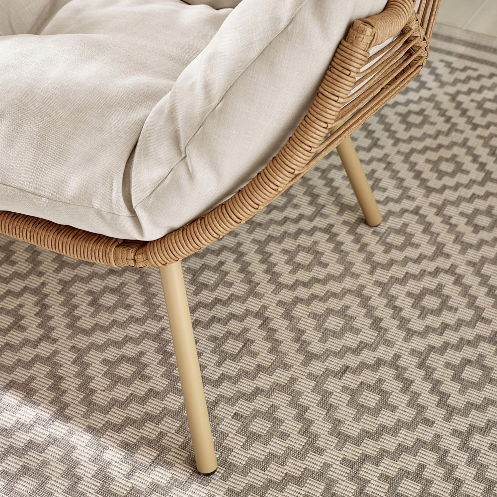 Furniturebox Veza 2 Seater Rattan Light Brown Egg Chair with Cream Cushion Image 3