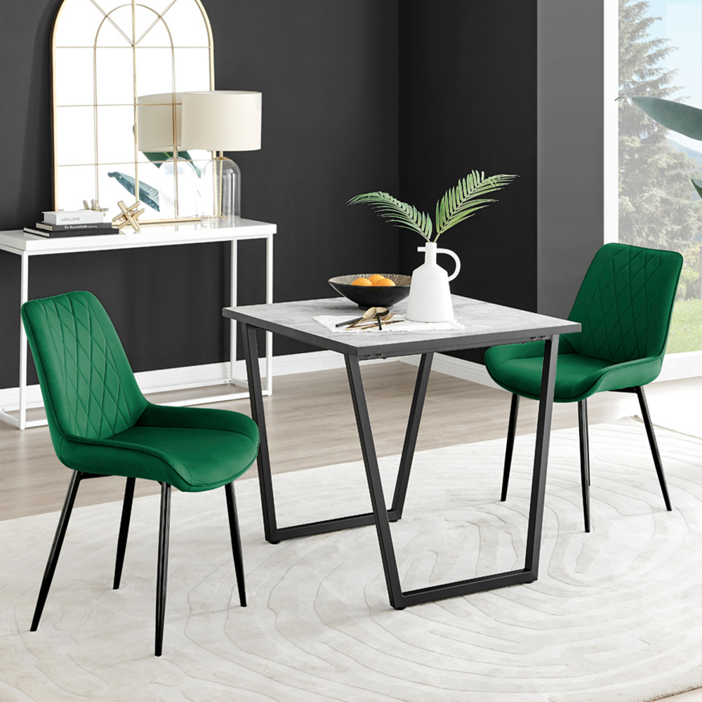 Furniturebox Copeland Cesano Marble Effect 2 Seater Dining Set White Green and Black Image 1