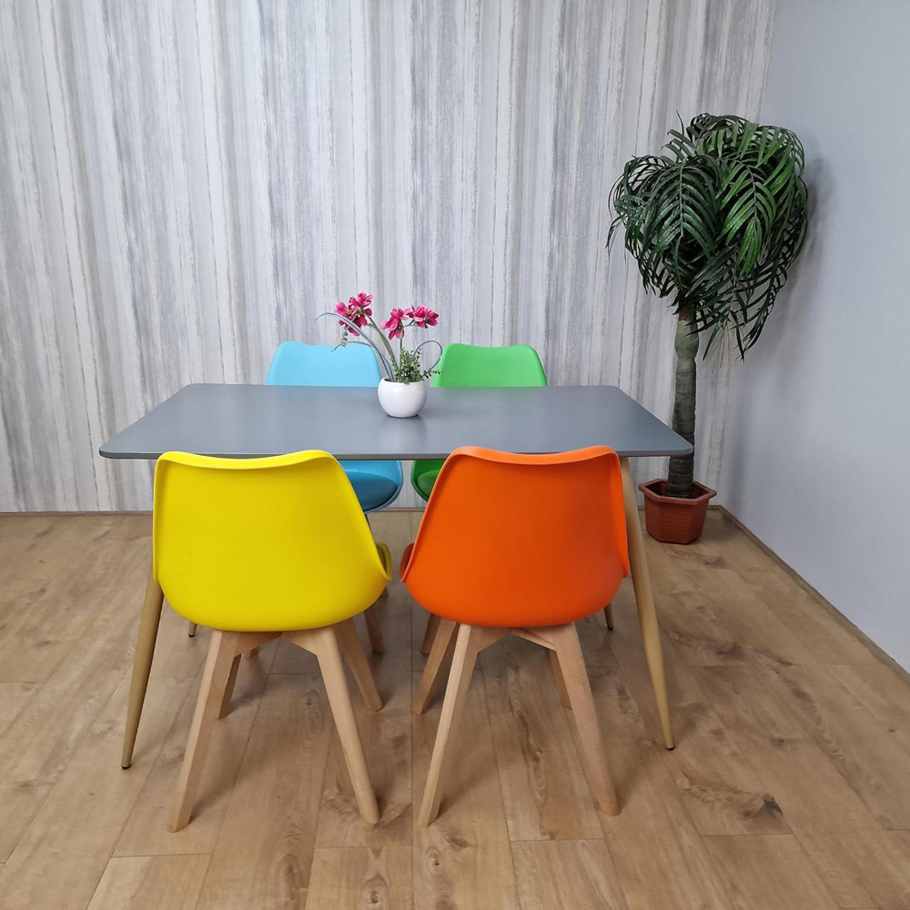 Kosy Koala 4 Seater Plastic and Faux Leather Dining Set Multicolour Image 5