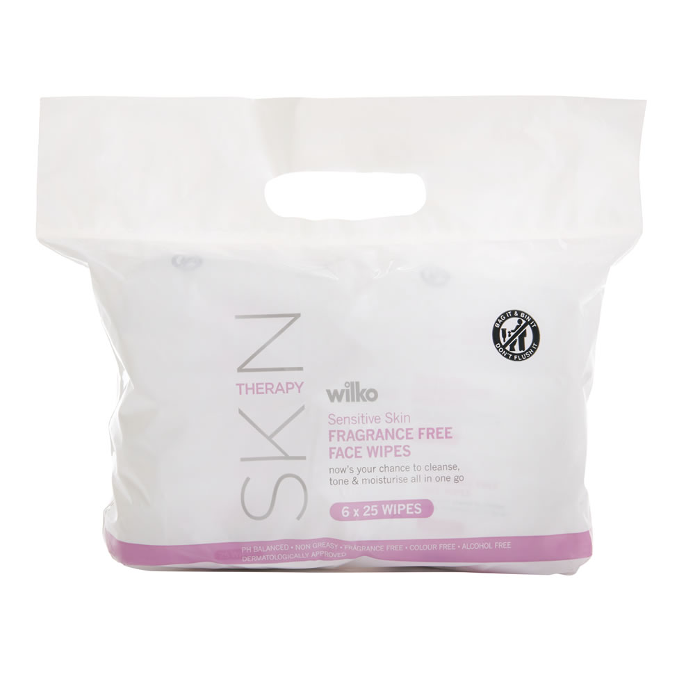 Wilko Skin Therapy Fragrance Free Sensitive Wipes Multipack Image