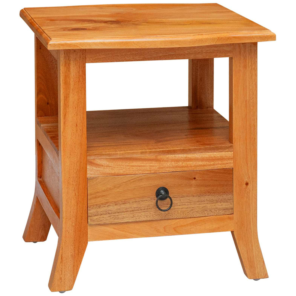 vidaXL Single Drawer Single Shelf Natural Rustic Solid Mahogany Wood Bedside Table Image 2