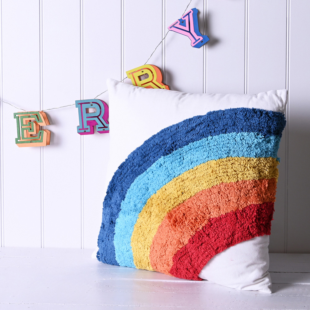The Christmas Gift Co Rainbow Tufted Cushion 45 x 45cm Image 2