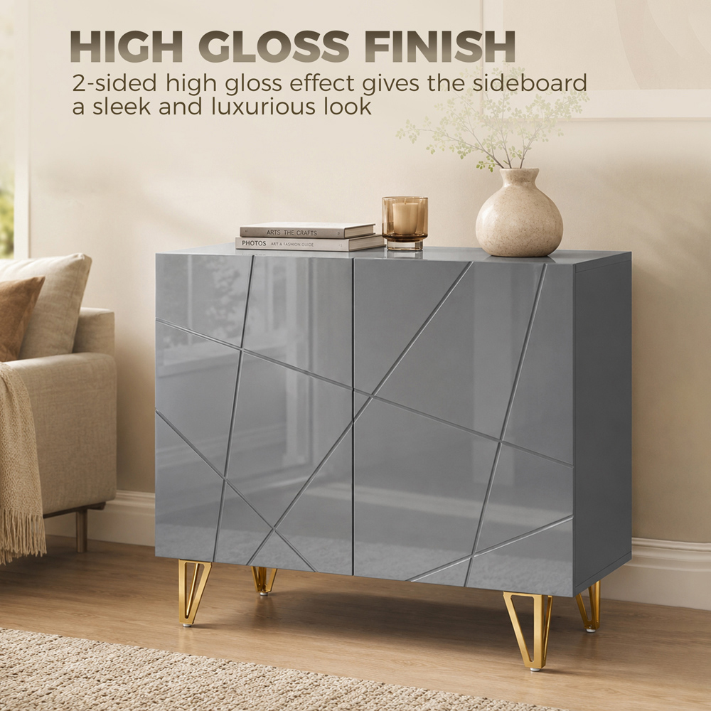 HOMCOM 2 Door Grey Sideboard Image 5