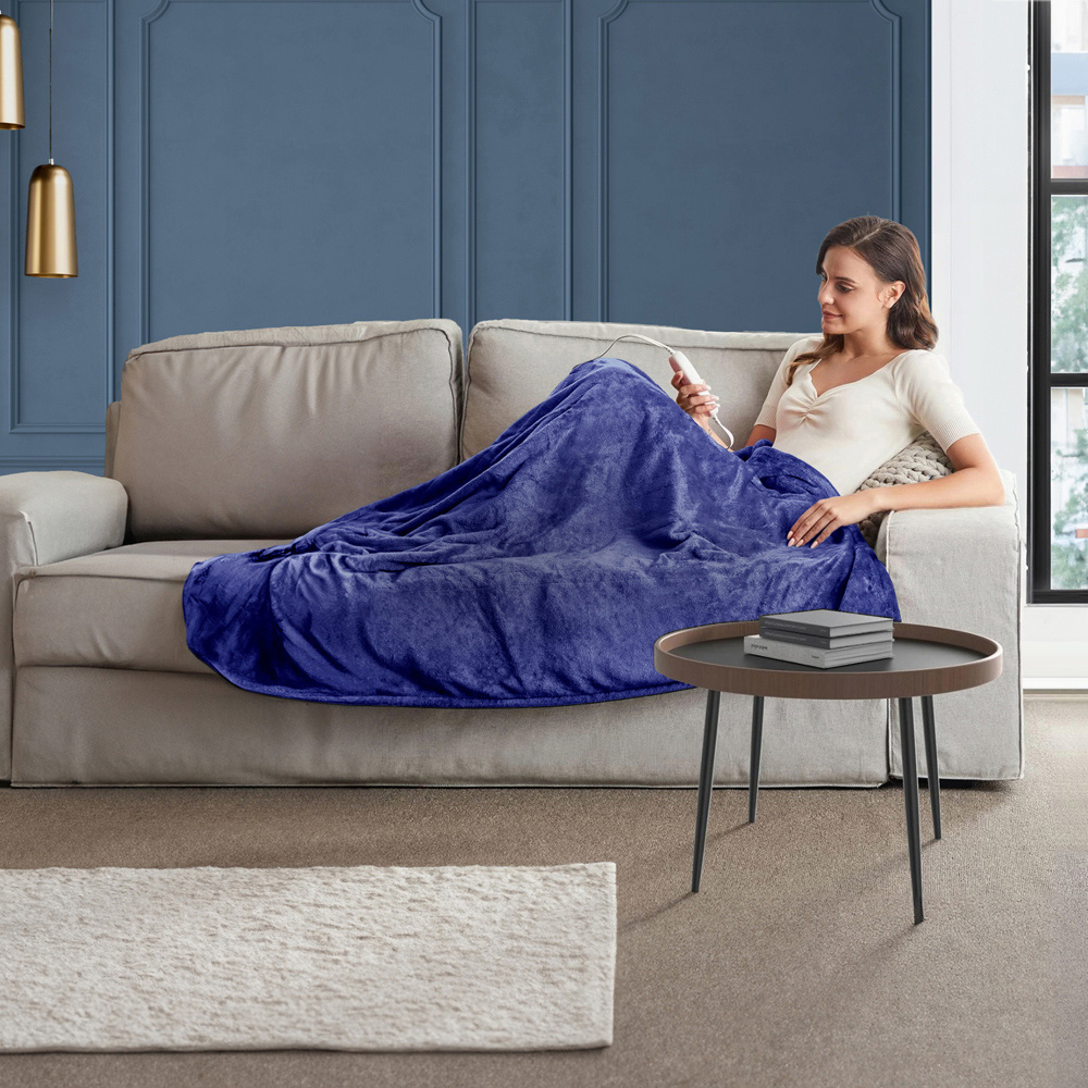 Neo Navy Reversible Over Blanket Electric Heated Throw Image 6