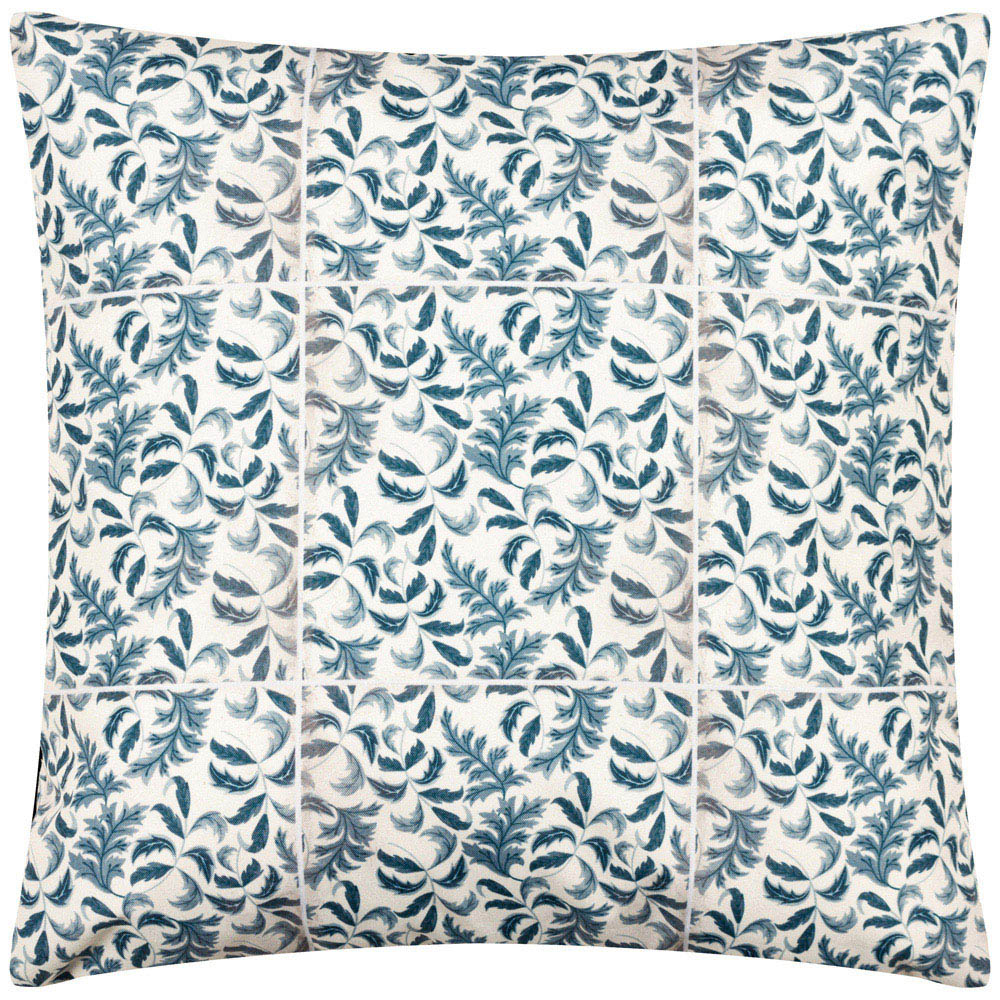 Paoletti Minton Petrol Tile Floral UV & Water Resistant Outdoor Cushion Image 1