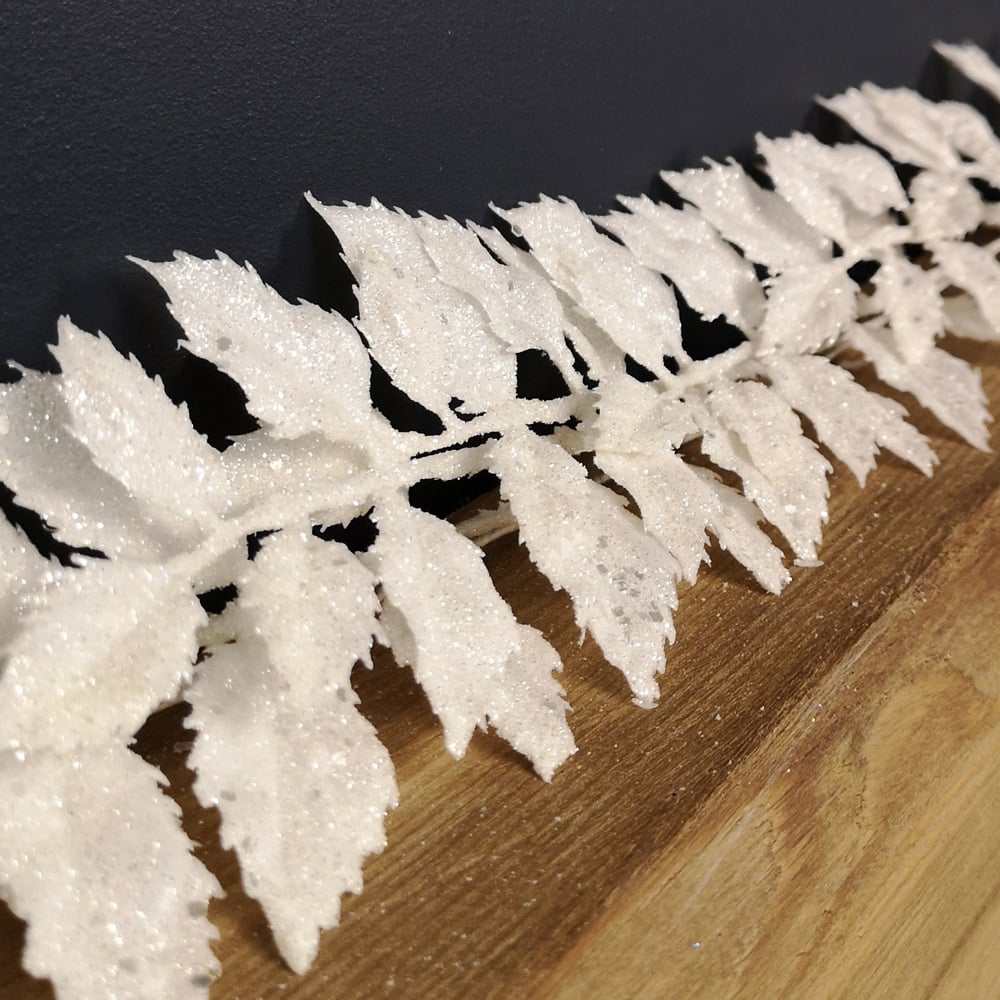 Samuel Alexander White Glitter Leaf Christmas Garland 180cm Image 5